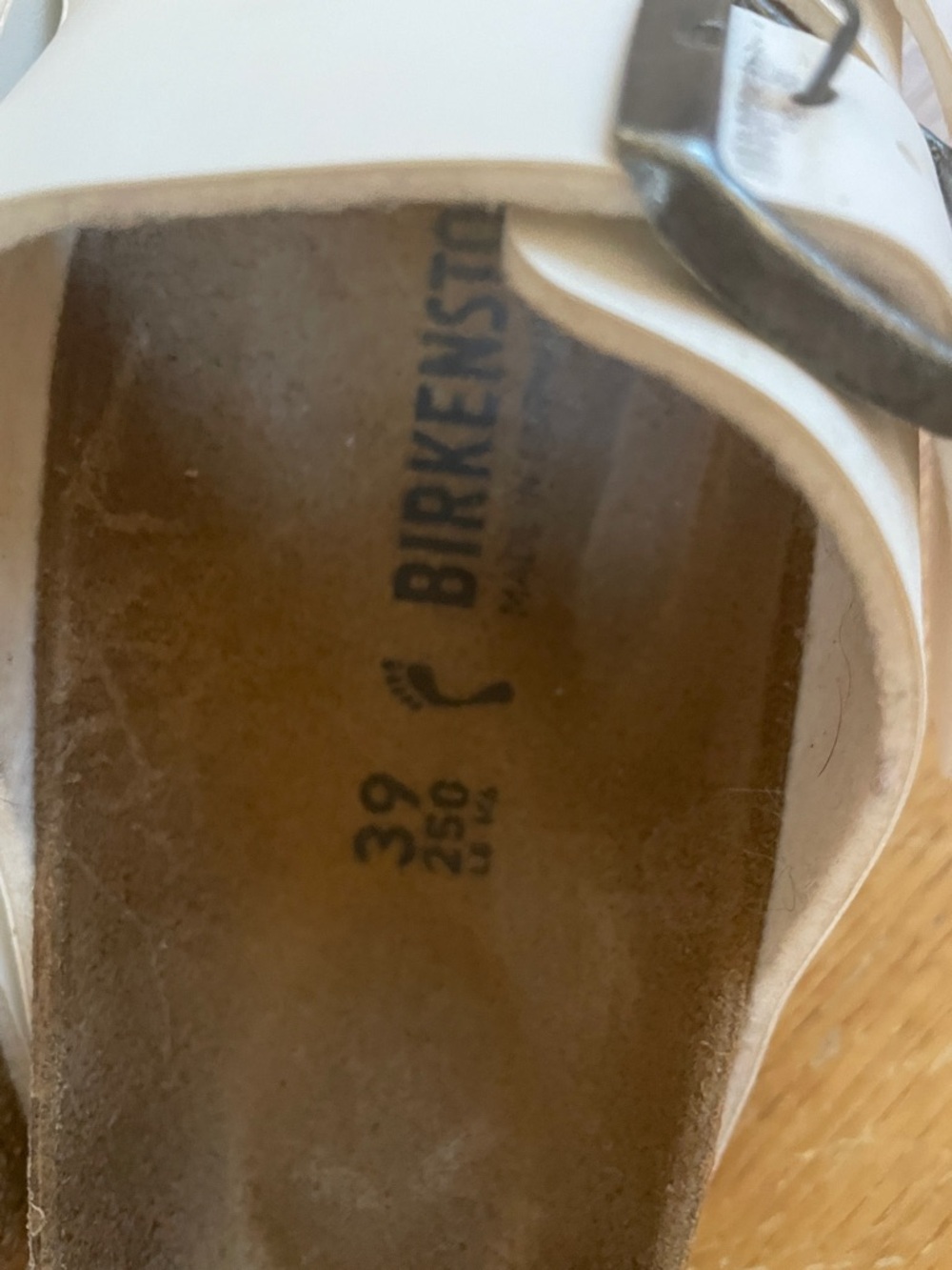 Birkenstock White Double-Strap Sandals with Silver Buckles 8 EUC - Picture 3 of 8